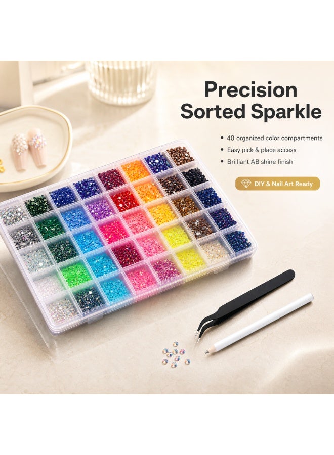 40 Colors Resin Jelly Rhinestones for Bedazzling, 4mm 32000 Pcs Flatback Gems for Crafting, Bedazzling Kit with 3Pcs B7000 Glue for Clothing Shoes Nail Book Diamond Art - Image 3