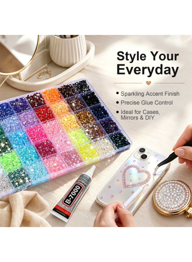 40 Colors Resin Jelly Rhinestones for Bedazzling, 4mm 32000 Pcs Flatback Gems for Crafting, Bedazzling Kit with 3Pcs B7000 Glue for Clothing Shoes Nail Book Diamond Art - Image 4