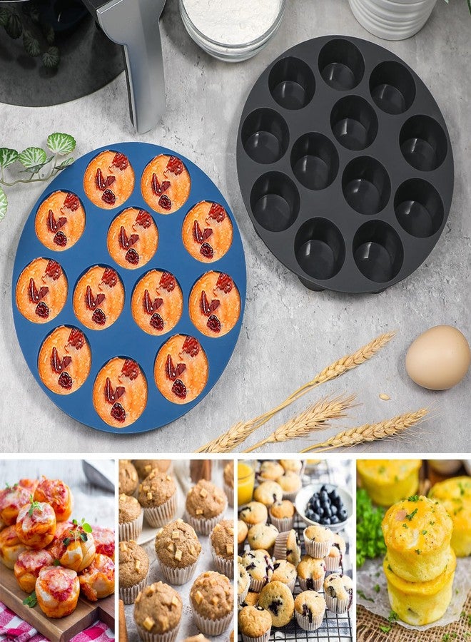 Webake Silicone Air Fryer Muffin Pan for Baking Nonstick 1.8 Inch Mini Muffin Tin, 12-Cavity, BPA Free Egg Bite Mold, Set of 2 - Image 2
