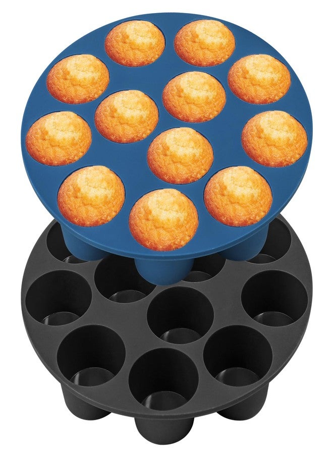 Webake Silicone Air Fryer Muffin Pan for Baking Nonstick 1.8 Inch Mini Muffin Tin, 12-Cavity, BPA Free Egg Bite Mold, Set of 2 - Image 1