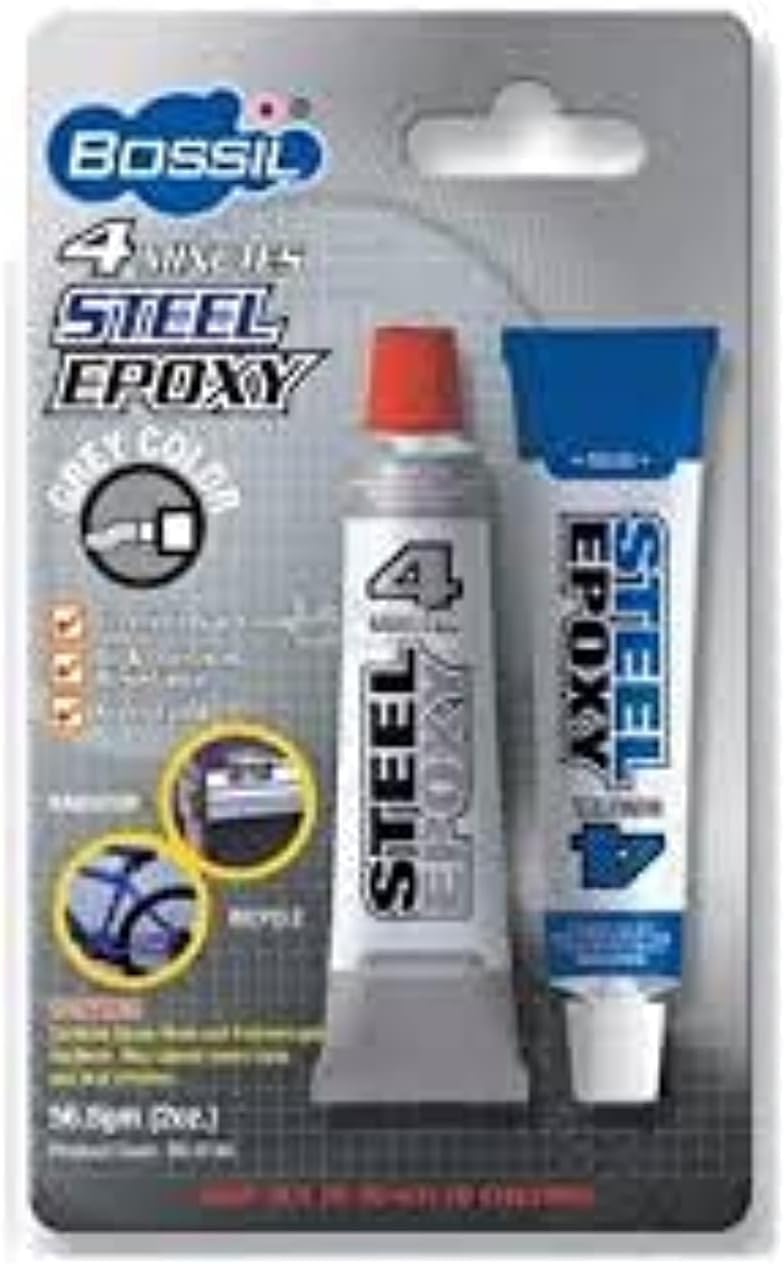 Bossil 4 Minutes Steel Epoxy - Quick-Setting Adhesive for Metal, Wood, and More - Image 1