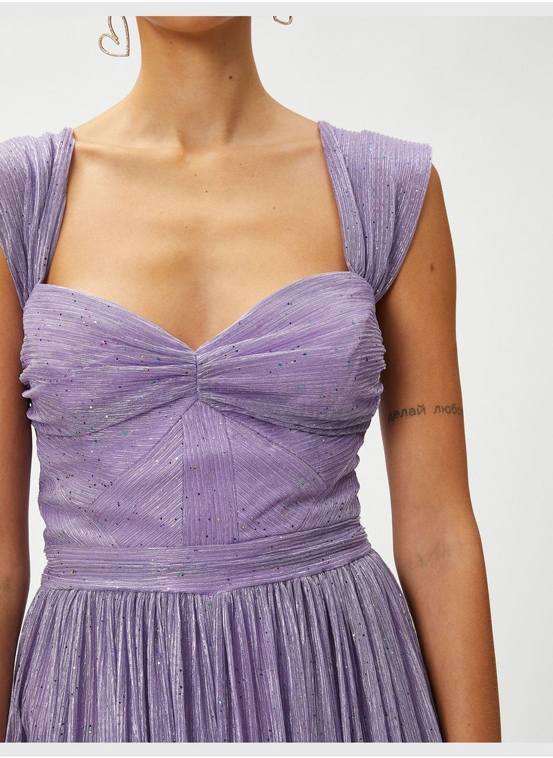 KOTON Strappy Silvery Draped Mini Party Dress  - Image 5