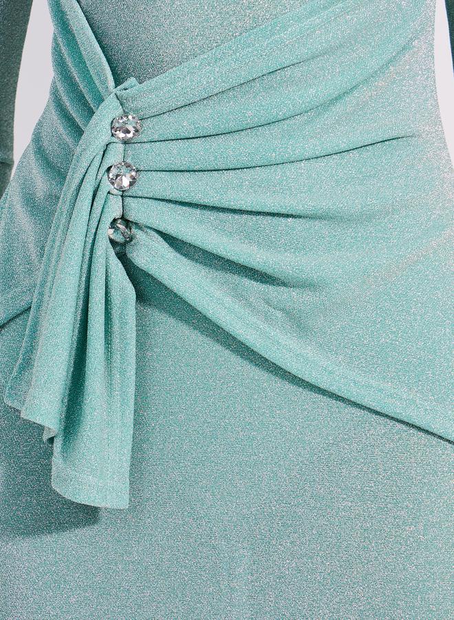 Styli Shimmer Look Embellished Bodycon Midi Dress  - Image 3