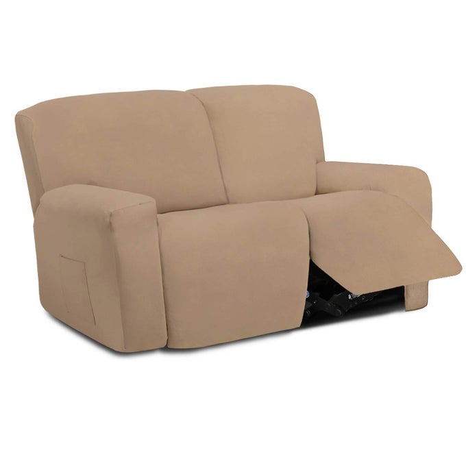 EASYGOING 6 PIECES MICROFIBER STRETCH SECTIONAL RECLINER SOFA SLIPCOVER SOFT FITTED FLEECE 2 SEATS COUCH COVER WASHABLE FURNITURE PROTECTOR WITH ELASTICITY FOR KIDSRECLINER LOVESEAT CAMEL