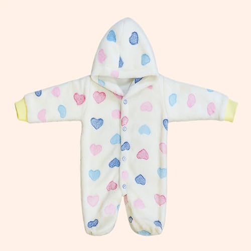 Infantbond By Fareto Winter Hooded Romper for Newborn Baby (0–4 Months) | Super Soft Fleece | Front Open Design | Full Body Coverage | Unisex Warm Jumpsuit (Pack of 1) - Image 5