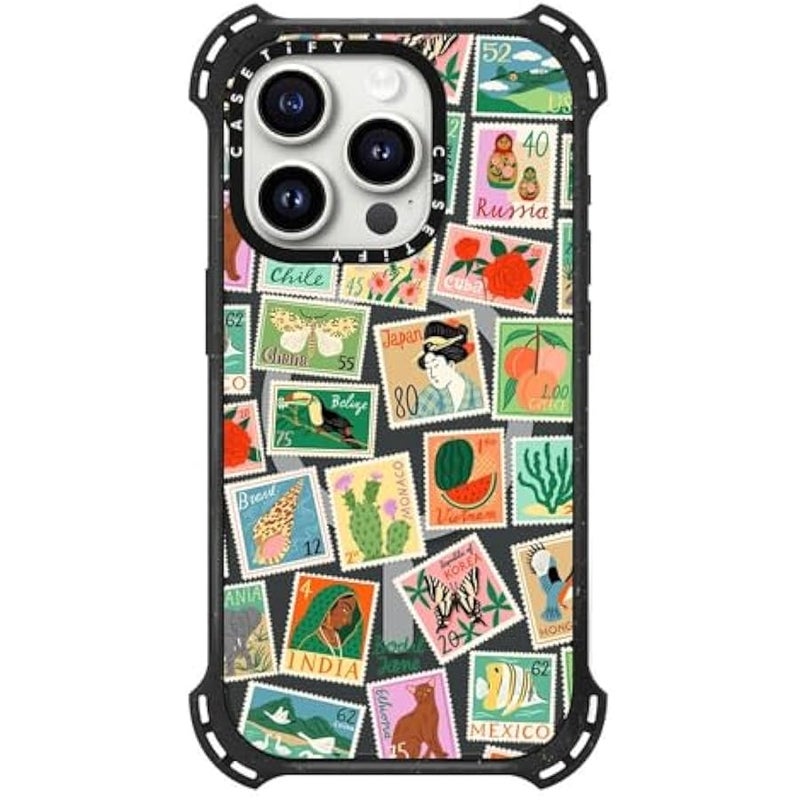 Casetify Bounce iPhone 15 Pro Case 【6X Military Grade Drop Tested / 21.3ft Drop Protection/Compatible with Magsafe】 - Post Stamps - Triple Black - Image 3