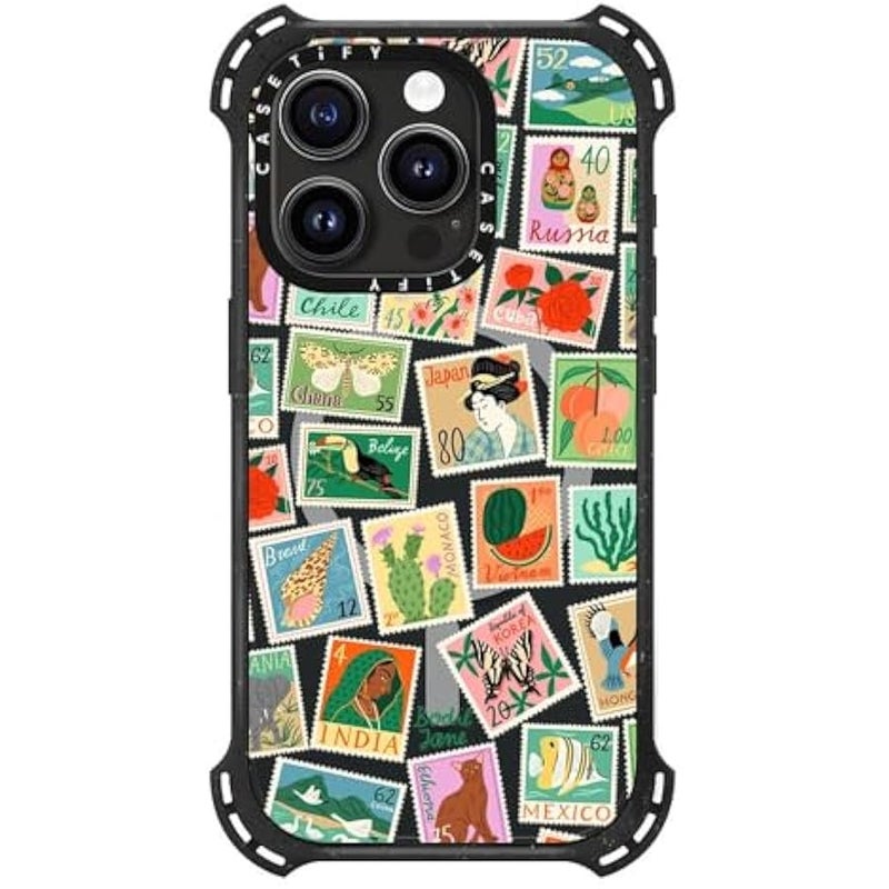 Casetify Bounce iPhone 15 Pro Case 【6X Military Grade Drop Tested / 21.3ft Drop Protection/Compatible with Magsafe】 - Post Stamps - Triple Black - Image 4