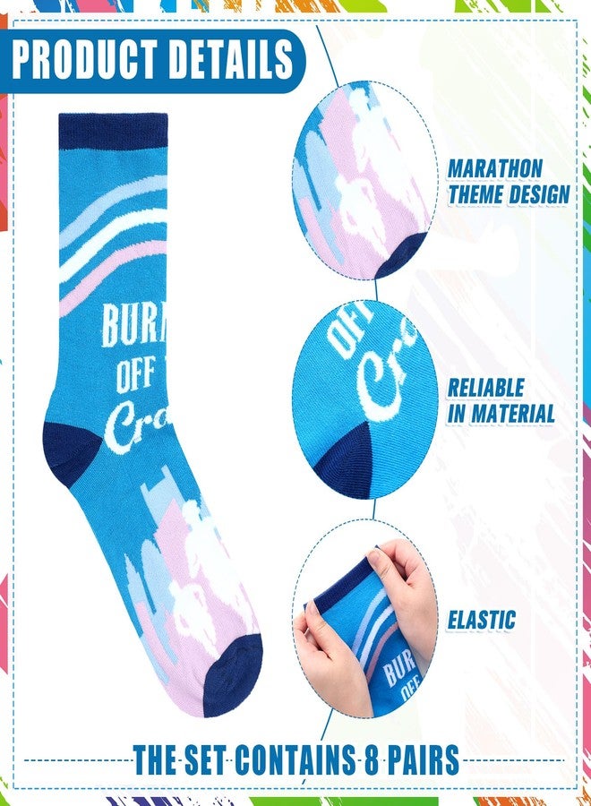 Skicuff جوارب سكيكوف للجري، ٨ أزواج، مثالية لألعاب القوى والماراثون والعدو الريفي، هدية رياضية ملهمة، جوارب متوسطة الطول للجري، مناسبة للعدائين من الجنسين، ورياضات الفرق، هدايا تحفيزية لعيد الميلاد - Image 2