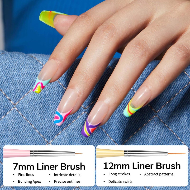 Modelones Nail Art Brushes Set, Nail Brush kit Gel Polish, Extension Gel, Liner, Clean up, Carving, Apex Building, Dotting Pens Professional Tools for Drawing Painting 3D Design Salon & DIY Use - Image 4