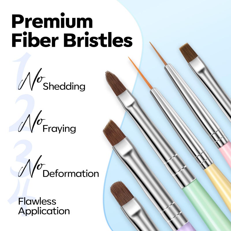 Modelones Nail Art Brushes Set, Nail Brush kit Gel Polish, Extension Gel, Liner, Clean up, Carving, Apex Building, Dotting Pens Professional Tools for Drawing Painting 3D Design Salon & DIY Use - Image 2