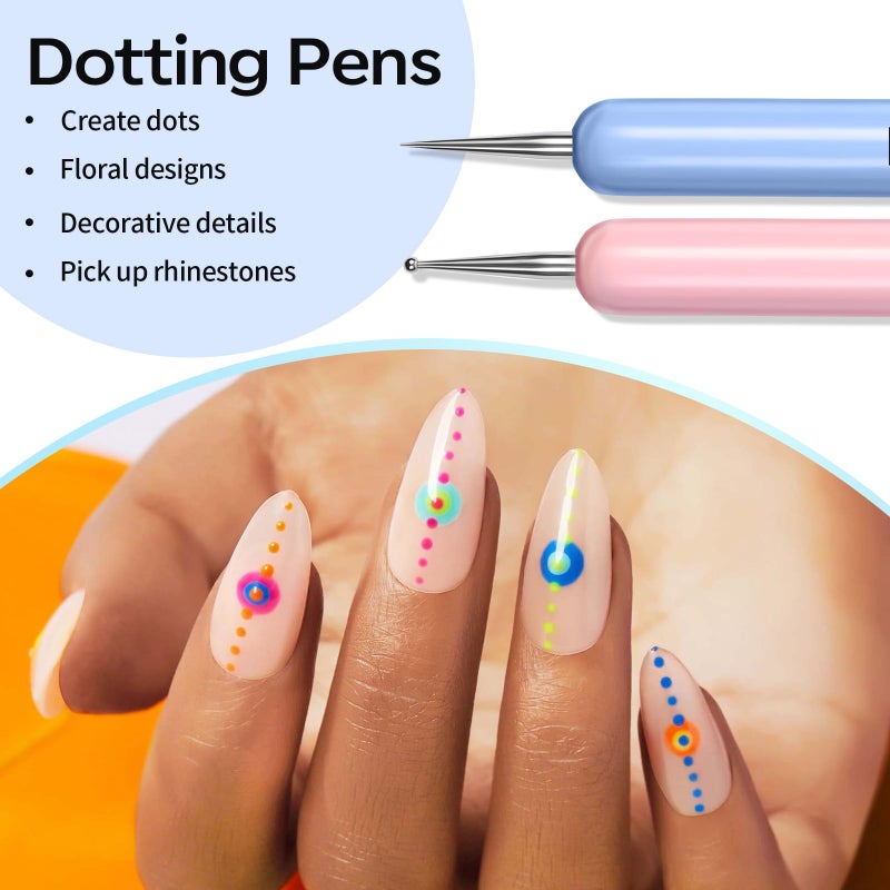 Modelones Nail Art Brushes Set, Nail Brush kit Gel Polish, Extension Gel, Liner, Clean up, Carving, Apex Building, Dotting Pens Professional Tools for Drawing Painting 3D Design Salon & DIY Use - Image 5