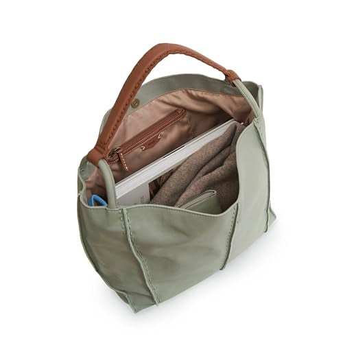 The Sak Los Feliz Large Tote Bag in Leather, Lined Purse with Single Shoulder Strap, Moss Suede - Image 5