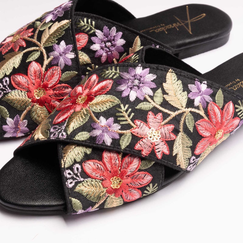 Crystalicious Rose Lace Women Flat Handmade Eco-Friendly Elegance with Embroidery All-Day Comfort - Image 2