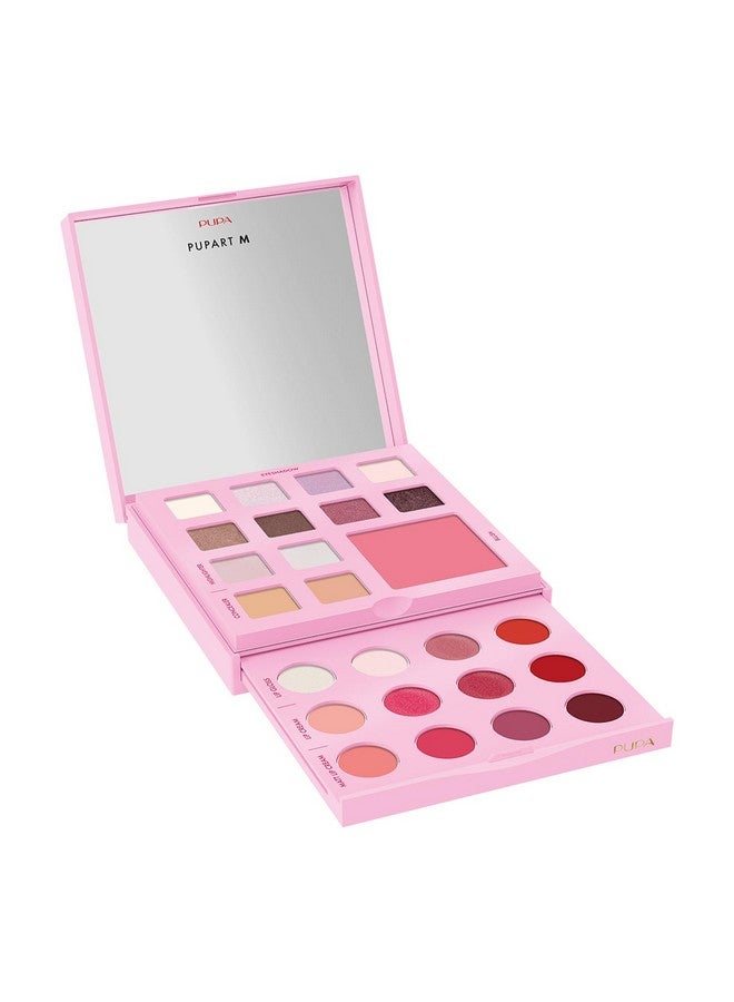 Pupa Milano Pupart M Makeup Palette, 002 Pink, 0.6 oz - Makeup Kit - Blush - Concealer - Highlighter - Eyeshadow - Lip Gloss - Lip Cream - Face Makeup - Image 1