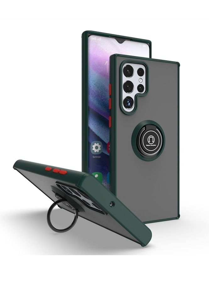 غطاء هاتف جالاكسي S22 الفاخر من TPU المقاوم للصدمات مع حامل حلقة ودعامة رفيعة مطلية