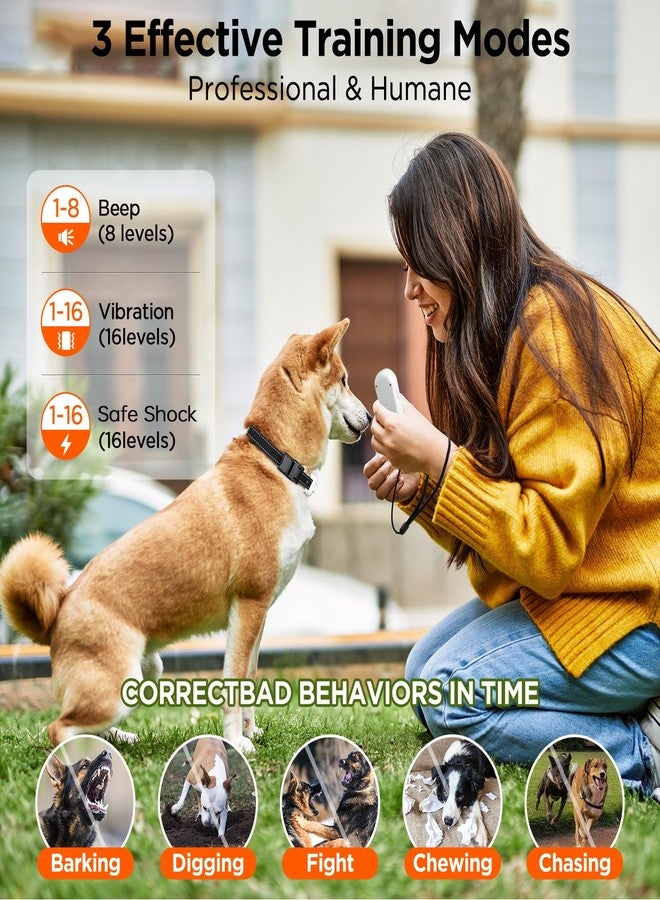CIUZL Dog Shock Collar, 3300ft Dog Training Collar with Remote, IPX7 Waterproof Rechargeable Sleek Modern Shock Collar for Small, Medium, Large Dogs with Beep, Vibration, Safety Shock, Light Mode, 8-120 lbs - Image 2