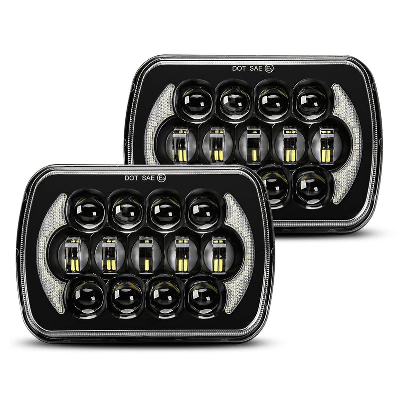 LXLIGHT 105W 1000 Bright Black H6054 5x7 7x6 Led Headlights DRL Antiglare HiLow Sealed Beam Compatible with Jeep Wrangler YJ Cherokee XJ Trucks Ford Chevy etc
