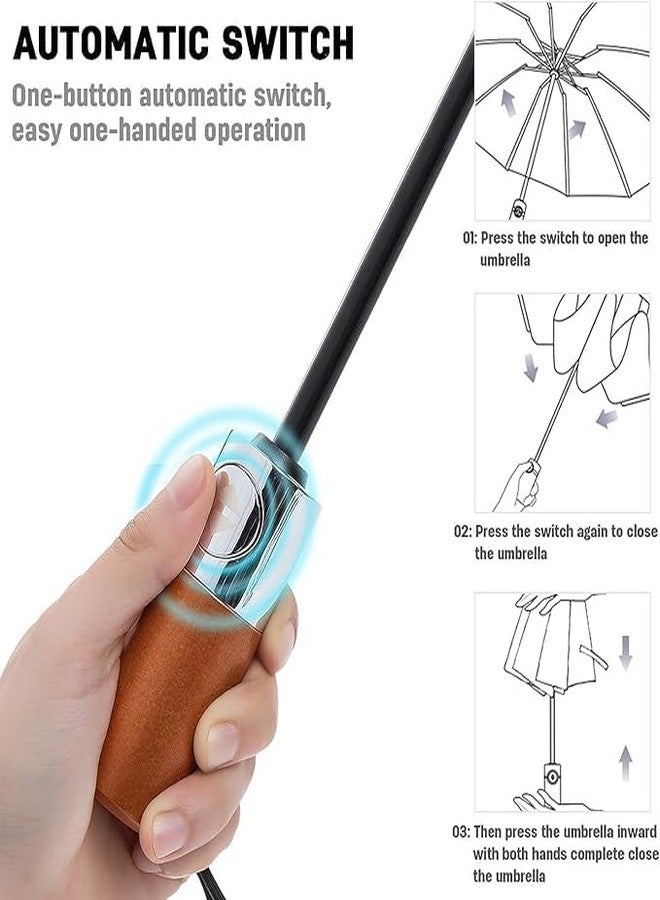 MIXEN Umbrellas Rain Folding Windproof Sun Automatic Large Business Portable Travel Small Umbrella Compact Umbrella Windproof Strong Fast Dry, Portable Pocket Umbrella for Women - Image 5