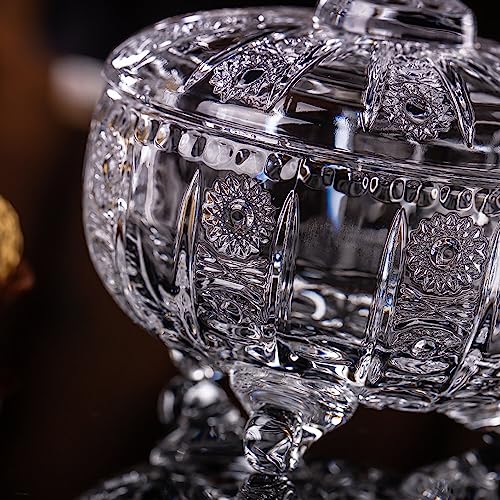 bellemax premium Glass Candy Dish with Lid, Crystal Candy Jar, Cookie Jar, Flower Decorative Candy Bowl, Jewelry Dish, Covered Candy Jars for Buffet, Kitchen, Home, Office Desk - Image 5