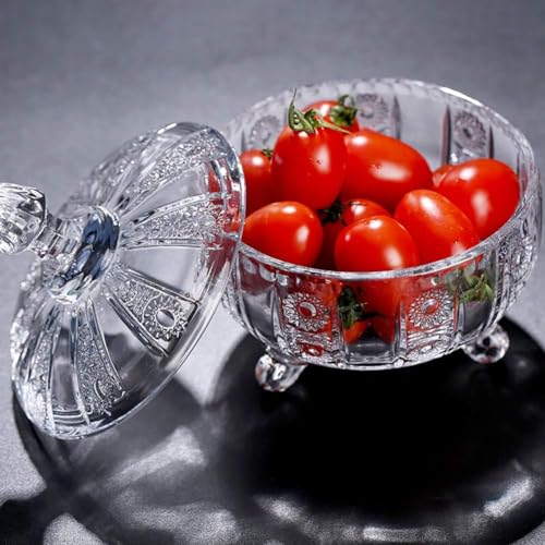 bellemax premium Glass Candy Dish with Lid, Crystal Candy Jar, Cookie Jar, Flower Decorative Candy Bowl, Jewelry Dish, Covered Candy Jars for Buffet, Kitchen, Home, Office Desk - Image 4