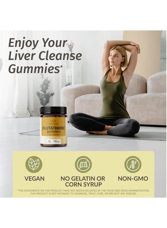 HERBAMAMA Reduced Glutathione Gummies - 500mg L-Glutathione for Liver Cleanse Support - Vegan, Non-GMO Liver Supplement - 90 Pectin-Based Banana-Flavored Chews. - Image 2