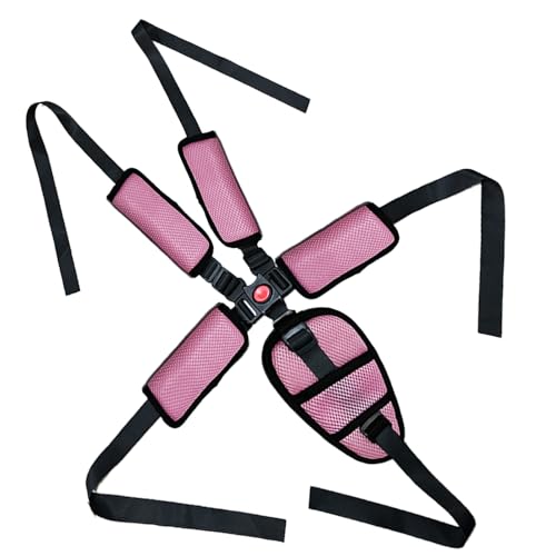 Anglepingping Universal 5 Point Harness Seat Belt for High ChairAdjustable Seatbelt Crotch Cushion Shoulder PadsHarness Strap Belt KitHarness Belt with Shoulder Strap and Crotch Harness PadsPink - Image 1