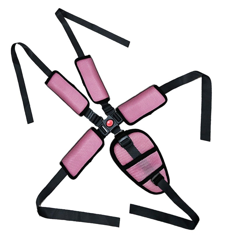 Anglepingping Universal 5 Point Harness Seat Belt for High ChairAdjustable Seatbelt Crotch Cushion Shoulder PadsHarness Strap Belt KitHarness Belt with Shoulder Strap and Crotch Harness PadsPink - Image 2