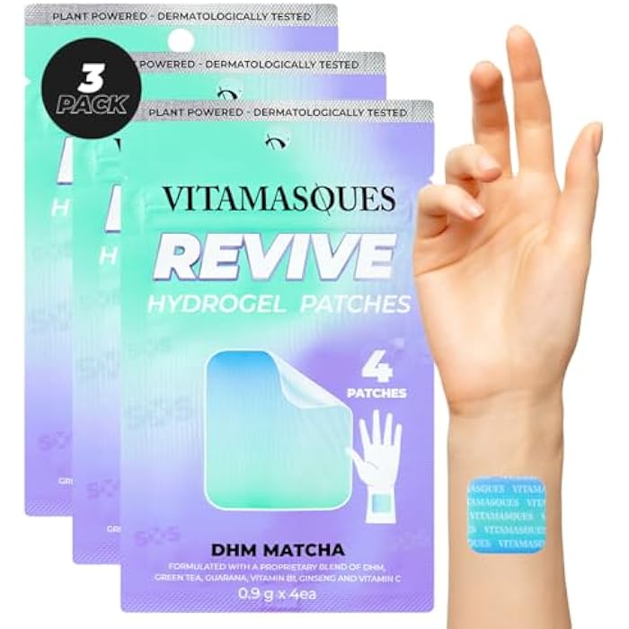 Vitamasques Recovery Patch, Reviveme Wellness Hydrogel Patch (3-Pack) - Revive Vitamin Patches with DHM, Green Tea, Guarana, & Vitamin B1 - Korean Skin Care Energy Patches for Adults - Image 1