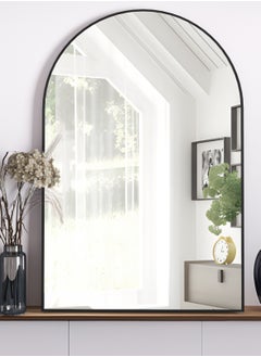 Generic Arched Wall Mirror for Bathroom, 20"x30" Arched Mirror Wall Mounted Mirror with Metal Frame, Black Vanity Mirror Decor for Mantle  - Image 2