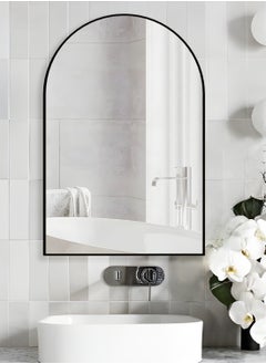 Generic Arched Wall Mirror for Bathroom, 20"x30" Arched Mirror Wall Mounted Mirror with Metal Frame, Black Vanity Mirror Decor for Mantle  - Image 3