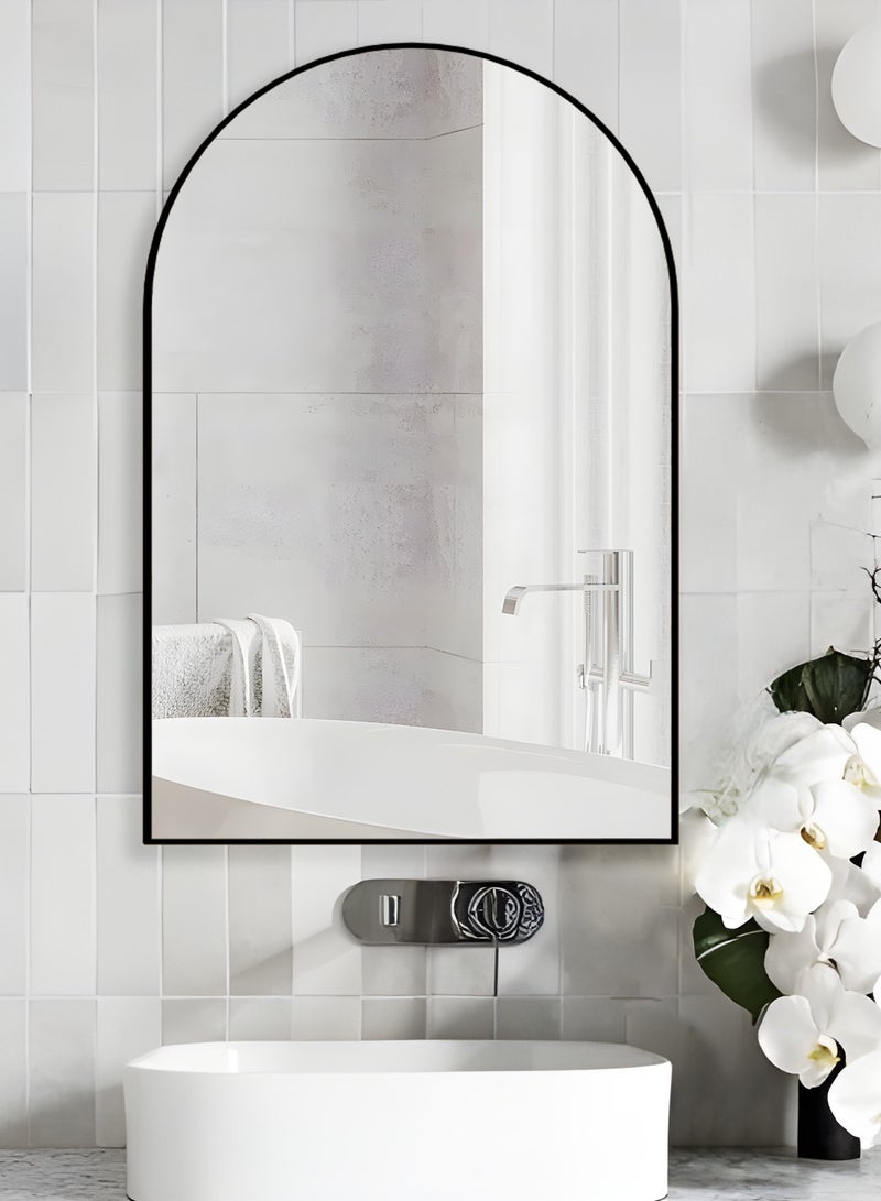 Arched Wall Mirror for Bathroom, 20"x30" Arched Mirror Wall Mounted Mirror with Metal Frame, Black Vanity Mirror Decor for Mantle  - Image 3