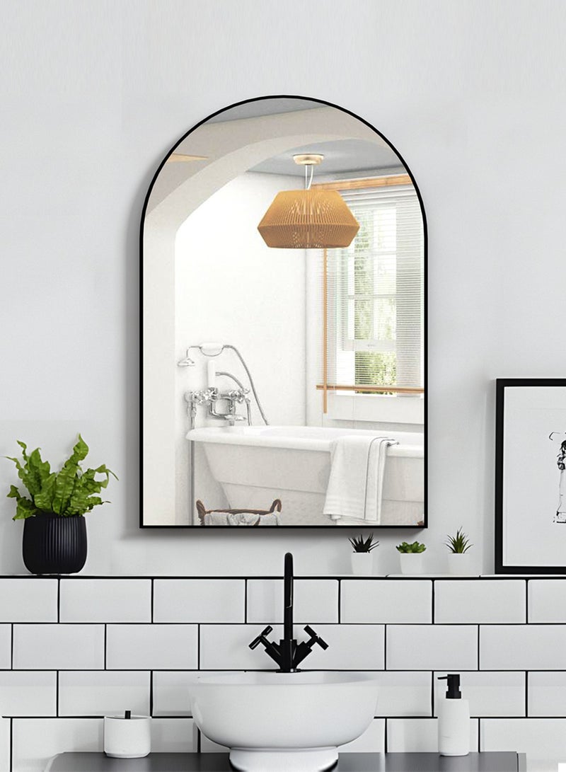 Arched Wall Mirror for Bathroom, 20"x30" Arched Mirror Wall Mounted Mirror with Metal Frame, Black Vanity Mirror Decor for Mantle  - Image 5