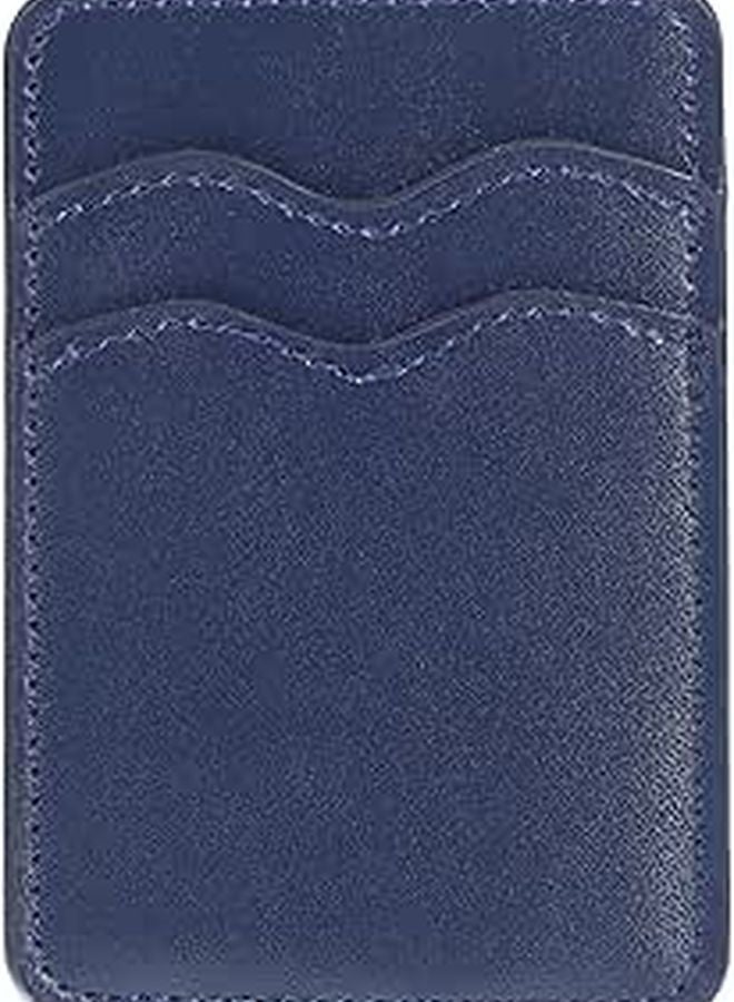 Dark Blue Pu Leather Adhesive Phone Wallet Card Holder with Double Slot for Women - Image 1
