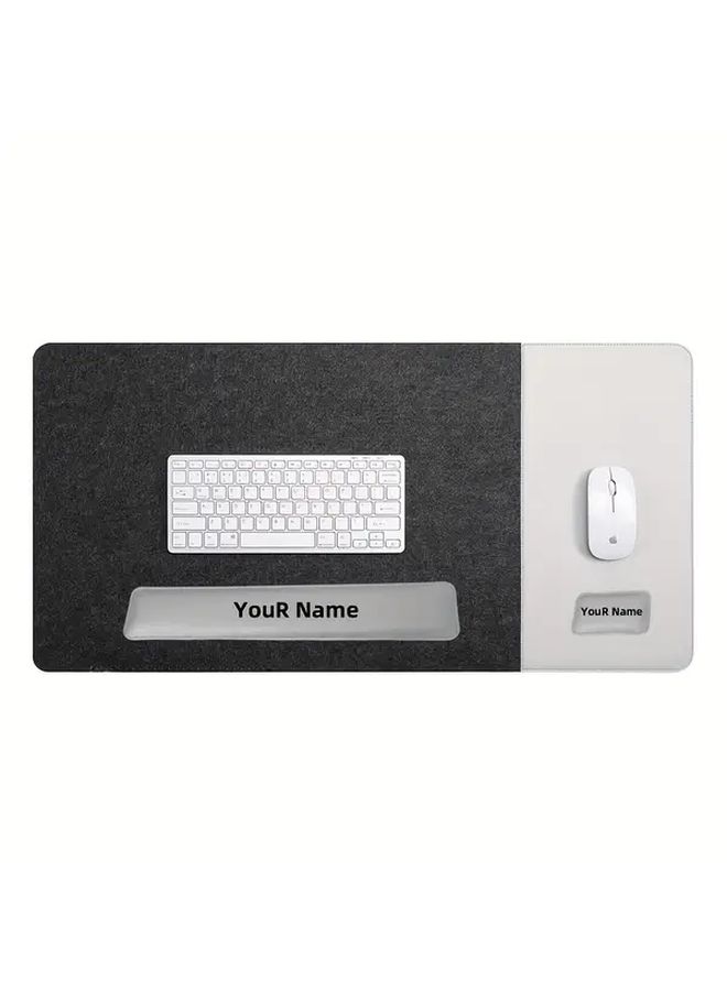 Black And Gray Felt Plus Brown Three Piece Extra Large Gaming Mouse Pad Set Non Slip Faux Leather Office Desk Mat Matching PU Keyboard Wrist Rest Suitable For E Sports Writing And Office Use - Image 5