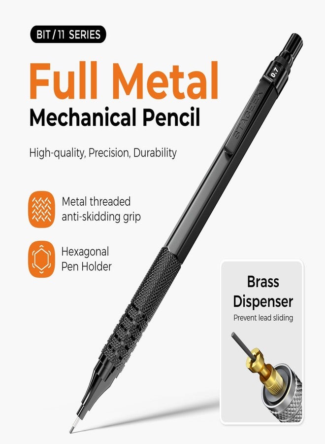 STAGEEK 35PCS Black Art Mechanical Pencil Set in Case，0.5 0.7 0.9 2.0 Graphite Metal Drawing Drafting Pencils, Sharpener Erasers 384PCS Lead Refills (6B 4B 2B HB 2H 4H Colors) for Writing Sketching - Image 2