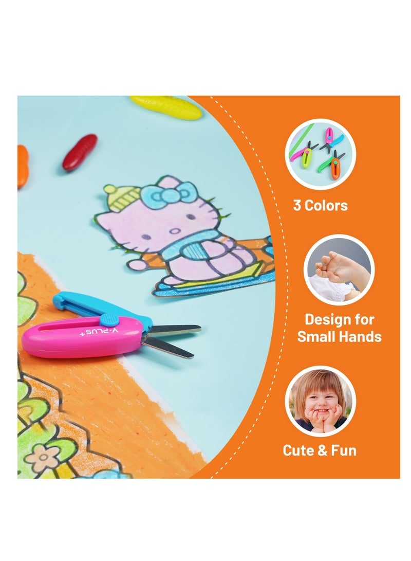 Excefore 3 Pack Retractable Small Scissors, Child Scissors with Cover, Suitable for Ages 3-5 Toddler Preschool Safety Scissors - Image 5