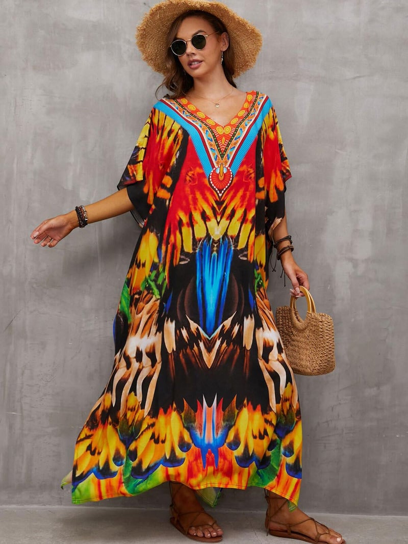 IMAGEKOPE Kaftan Dresses for Women Plus Size Bathing Suit Cover up Caftan Maxi Beach Dresses - Image 2