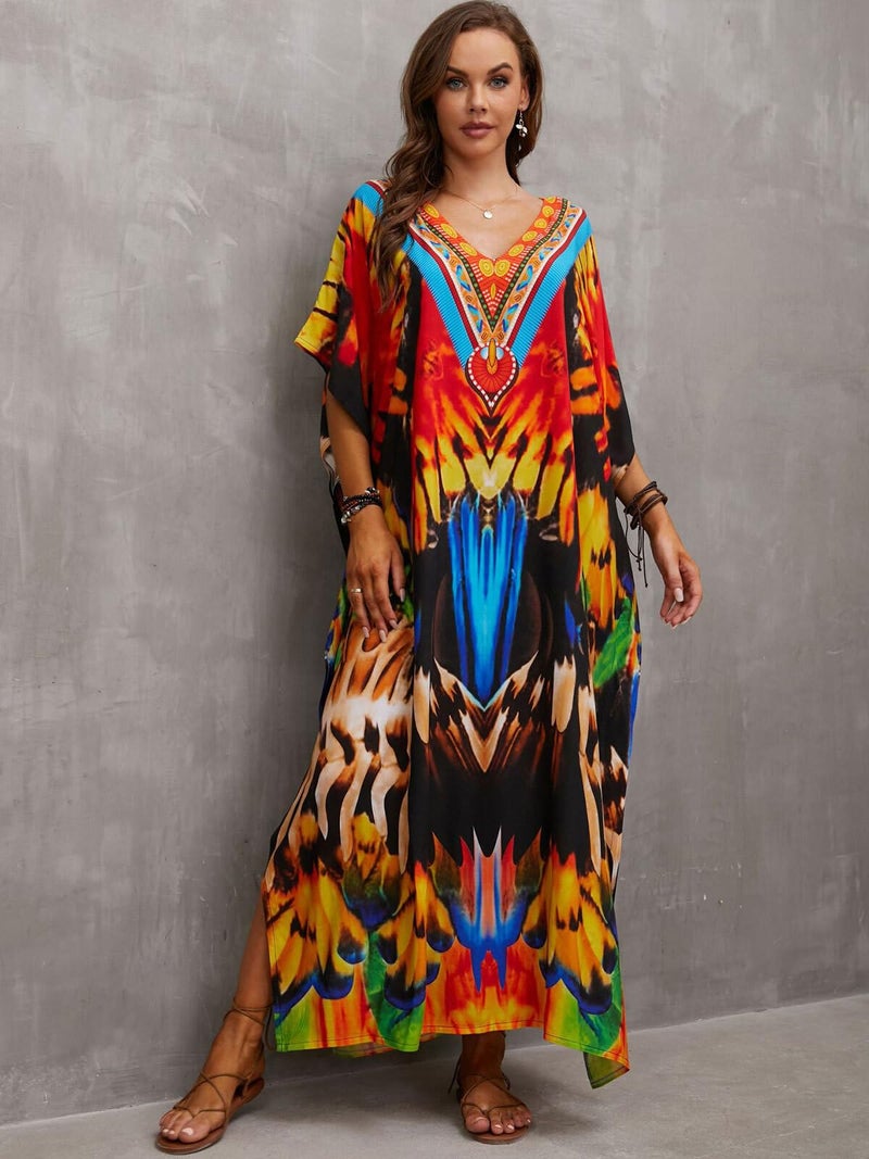 IMAGEKOPE Kaftan Dresses for Women Plus Size Bathing Suit Cover up Caftan Maxi Beach Dresses - Image 3
