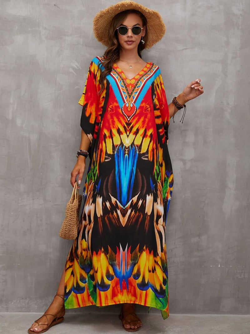 IMAGEKOPE Kaftan Dresses for Women Plus Size Bathing Suit Cover up Caftan Maxi Beach Dresses - Image 4