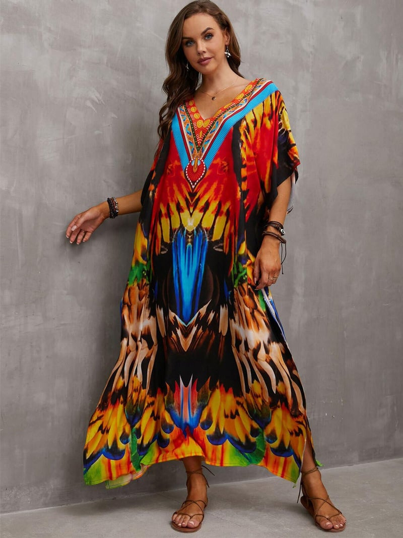 IMAGEKOPE Kaftan Dresses for Women Plus Size Bathing Suit Cover up Caftan Maxi Beach Dresses - Image 5
