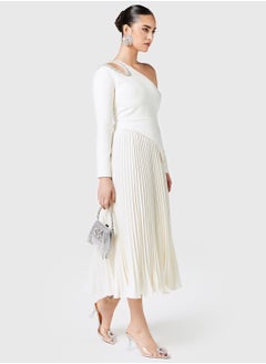 Threadz by Ajooni Embellished  Cutout Asymmetric Neck Pleated Dress  - Image 4