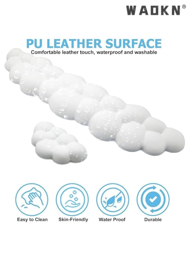 WAOKN Cloud-Shaped Keyboard Wrist Rest, PU Leather Memory Foam Wrist Rest for Computer Keyboard, Ergonomic Pad and Cute Mouse Wrist Rest for Gaming, Office, Computer, Typing Pain Relief ,White  - Image 3