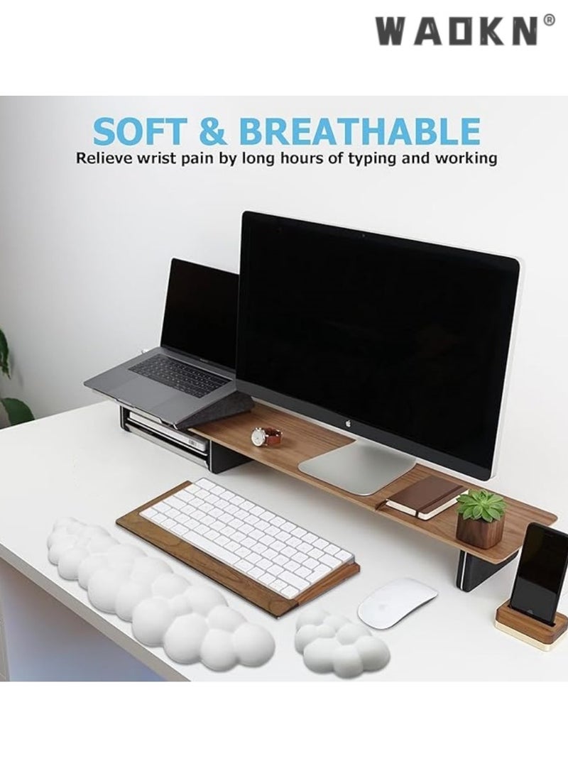 WAOKN Cloud-Shaped Keyboard Wrist Rest, PU Leather Memory Foam Wrist Rest for Computer Keyboard, Ergonomic Pad and Cute Mouse Wrist Rest for Gaming, Office, Computer, Typing Pain Relief ,White  - Image 5