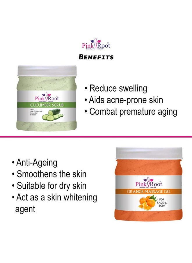 Pink Root Pink Root Orange Massage Gel 500ml with Cucumber Scrub 500ml  - Image 5