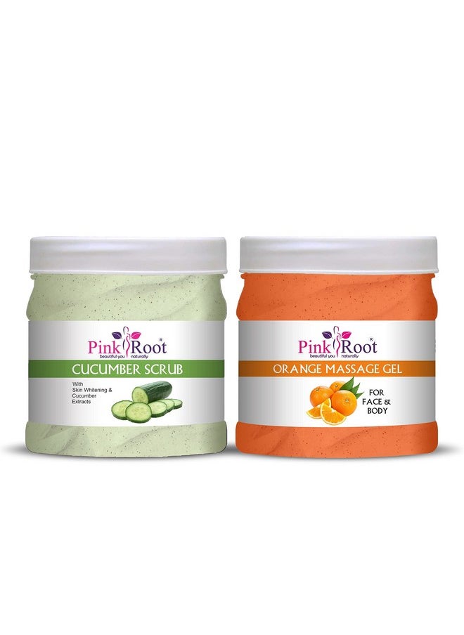 Pink Root Pink Root Orange Massage Gel 500ml with Cucumber Scrub 500ml  - Image 1