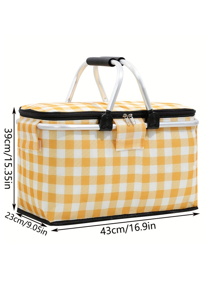 Portable Insulated Picnic Basket - Yellow, Aluminum Frame, Foldable Food and Drink Cooler for Outdoor Camping and Beach - pzsku/Z2C37E4F60E4960B582E1Z/45/_/1721290049/44df273e-7895-409a-a1ad-e94d33f2e736