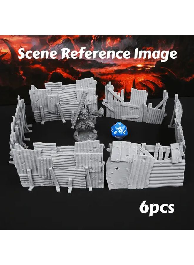 RF283 سياج الأراضي اليباب مجموعة تضاريس 6 قطع ملحقات لعبة RPG متينة للعب على الطاولة - Image 4