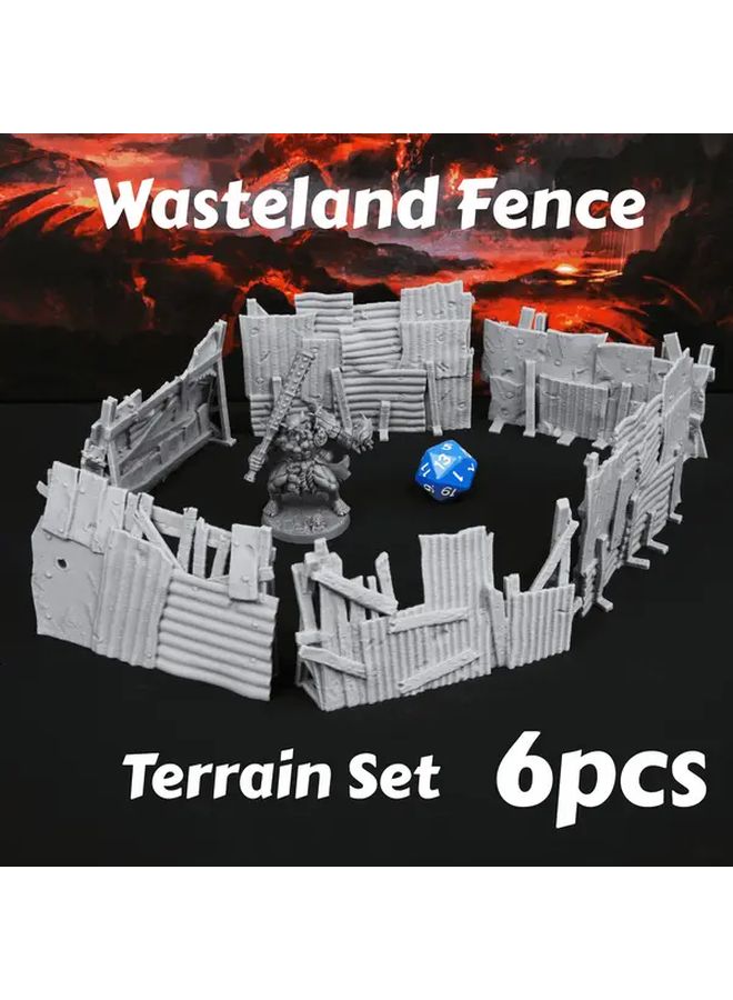 RF283 سياج الأراضي اليباب مجموعة تضاريس 6 قطع ملحقات لعبة RPG متينة للعب على الطاولة - Image 2