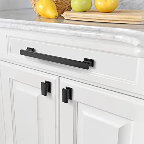 Amerdeco 10 Pack Matte Black Cabinet Pulls 6.25"/160MM Hole Center Hole Center Drawer Pulls Cabinet Hardware Kitchen Cabinet Handles for Bathroom Dresser Pulls ZH00013… - Image 3