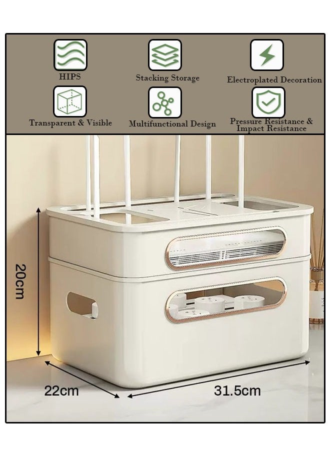 Generic Router Shelf WiFi Router Storage Box Multi Layer Cable Storage Box Hidden Wire Protection Box(2-Tier)  - Image 1